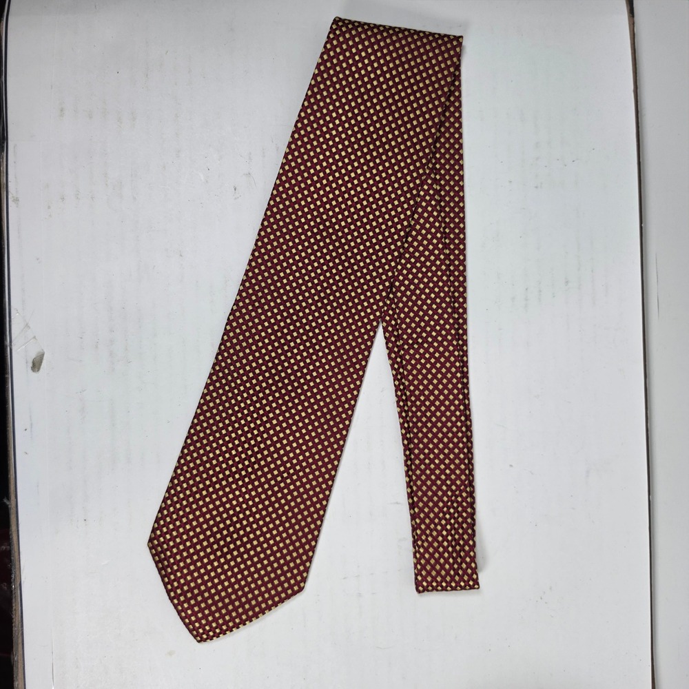 Charvet Place Vendome Mens Silk Tie Burgundy Gold Geometric Diamond Made France